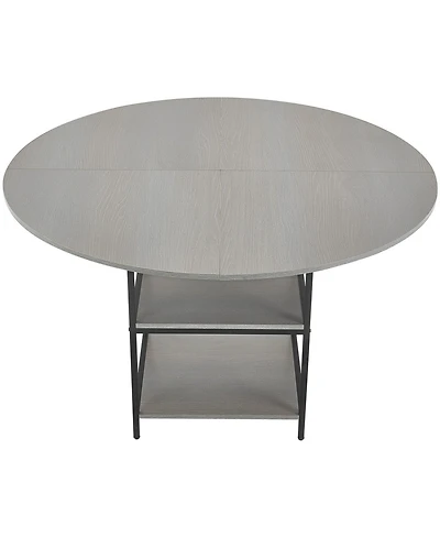 Gouun 47 in Round Dining Table with Storage Shelf and Metal Legs