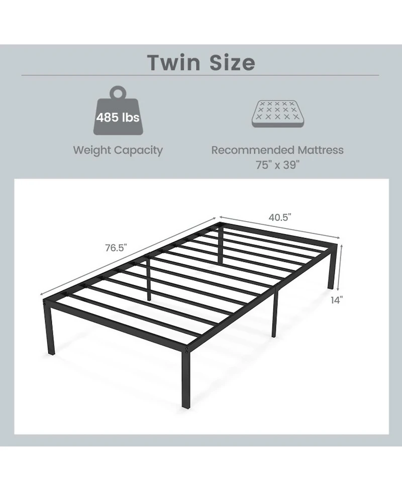 Gouun Heavy Duty 14-Inch Twin Metal Platform Bed Frame, No Box Spring Needed