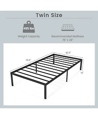 Gouun Heavy Duty 14-Inch Twin Metal Platform Bed Frame, No Box Spring Needed