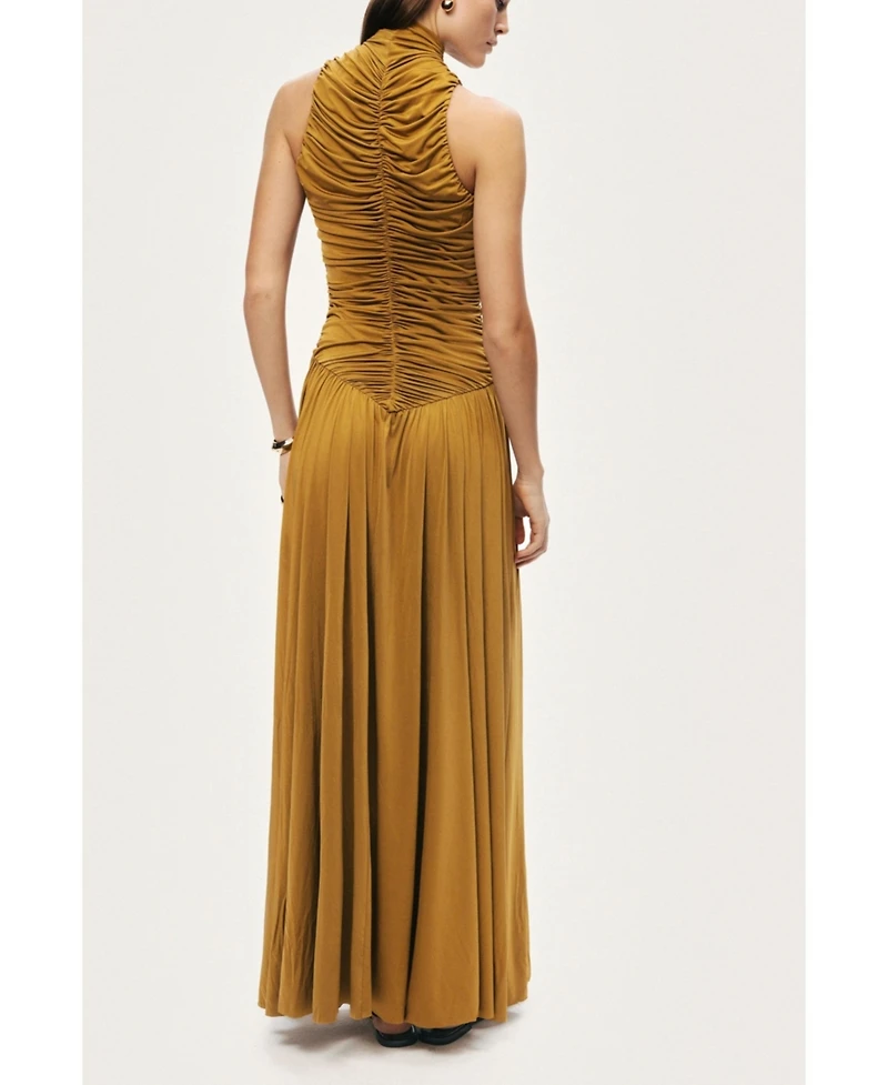 Nocturne Women's Ruched High-Neck Maxi Dress