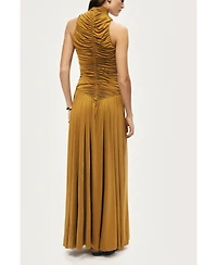 Nocturne Women's Ruched High-Neck Maxi Dress