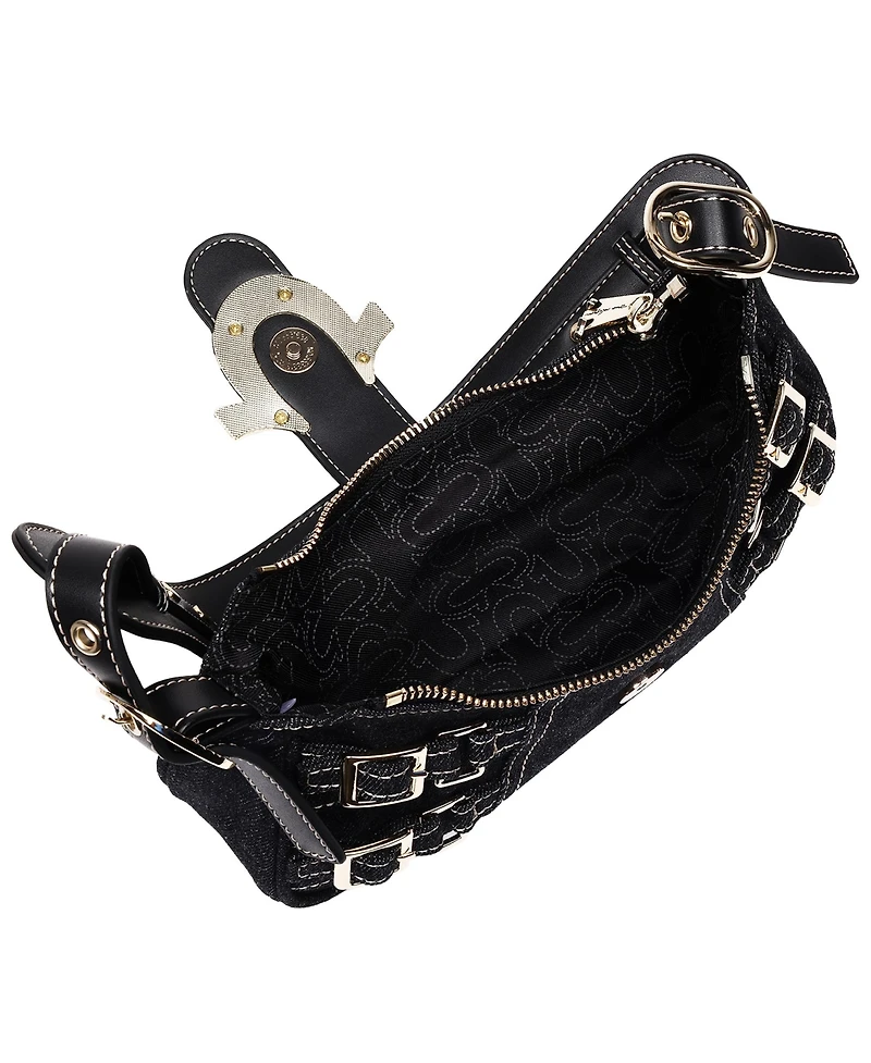 True Religion Multi Strap Denim Shoulder Bag