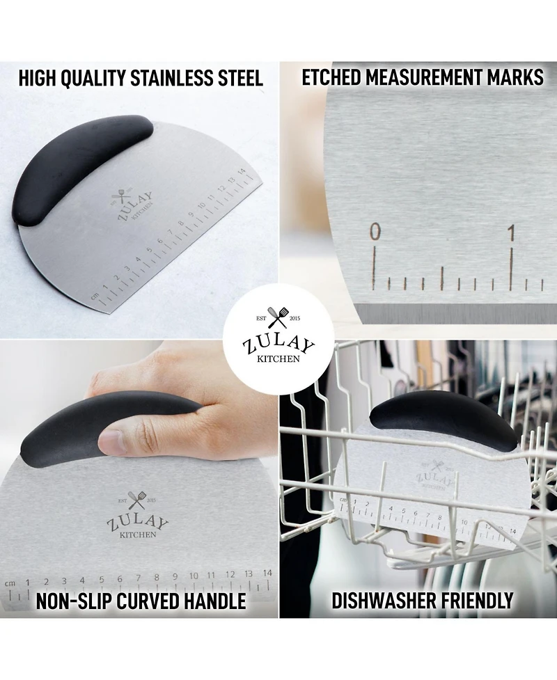 Zulay Kitchen Multi-purpose Bench Scraper And Chopper - Round