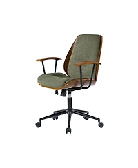 Hulala Home Oswina 37.75"H Modern Tilting Upholstered Solid Wood Office Chair with Bent