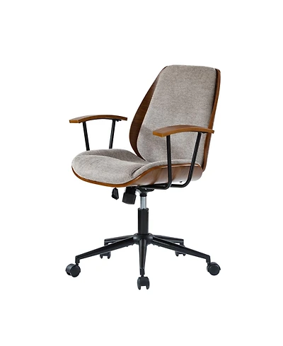 Hulala Home Oswina 37.75"H Modern Tilting Upholstered Solid Wood Office Chair with Bent