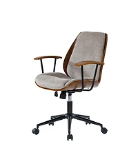 Hulala Home Oswina 37.75"H Modern Tilting Upholstered Solid Wood Office Chair with Bent