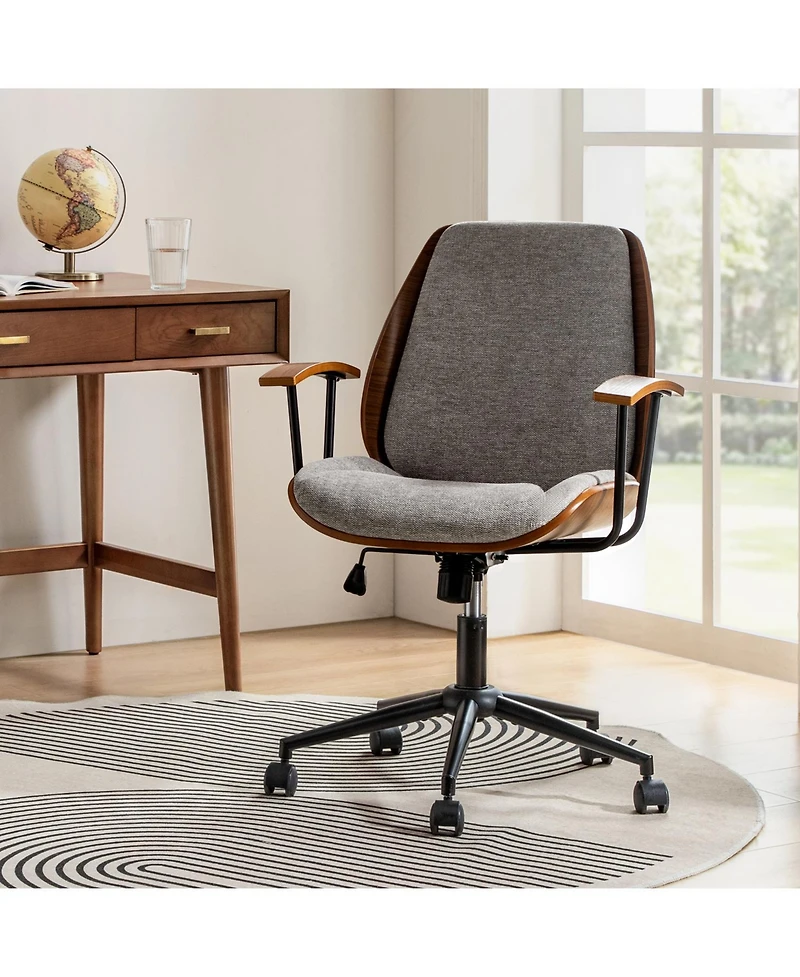 Hulala Home Oswina 37.75"H Modern Tilting Upholstered Solid Wood Office Chair with Bent