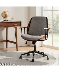 Hulala Home Oswina 37.75"H Modern Tilting Upholstered Solid Wood Office Chair with Bent