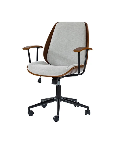 Hulala Home Oswina 37.75"H Modern Tilting Upholstered Solid Wood Office Chair with Bent