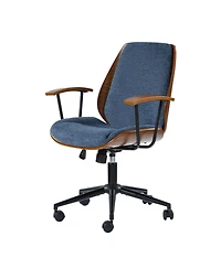 Hulala Home Oswina 37.75"H Modern Tilting Upholstered Solid Wood Office Chair with Bent