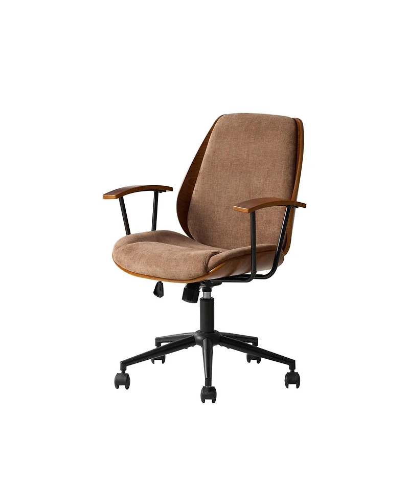 Hulala Home Oswina 37.75"H Modern Tilting Upholstered Solid Wood Office Chair with Bent