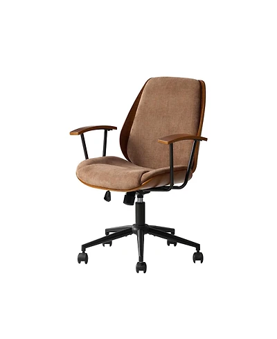 Hulala Home Oswina 37.75"H Modern Tilting Upholstered Solid Wood Office Chair with Bent