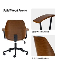 Hulala Home Oswina 37.75"H Modern Tilting Upholstered Solid Wood Office Chair with Bent