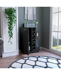Flynama Bar Cart with 2 External Shelves, 6 Wine Racks and 1 Cabinet
