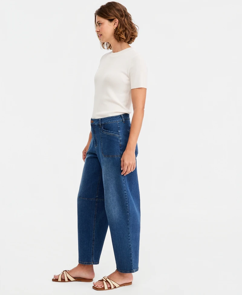 Jones New York Women's High-Rise Barrel-Leg Jeans