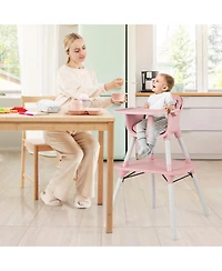 Gouun Baby 4-in-1 Convertible Table and Chair Set with Pu Cushion and Safety Harness
