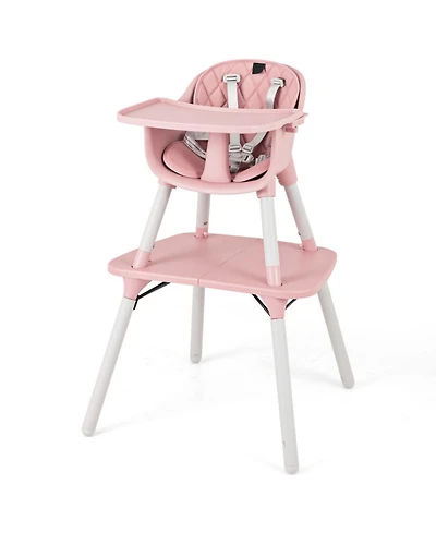Gouun Baby 4-in-1 Convertible Table and Chair Set with Pu Cushion and Safety Harness