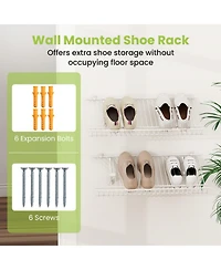 Gouun Set of 2 Wall-Mounted Metal Wire Shoe Shelves with Edge Protection