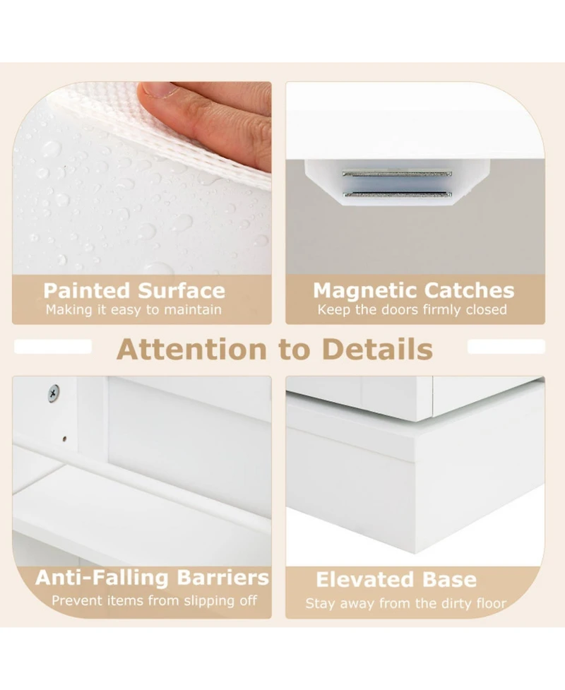 Gouun 41 in Tall Kitchen Pantry Cabinet with Adjustable Shelves and Side Door Storage