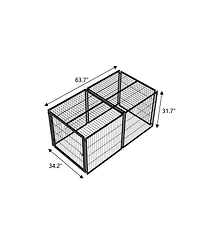 6thdruple Large Dog House Cage, 63" Black Iron Kennel with Top Cover and Customizable Door for Medium Dogs