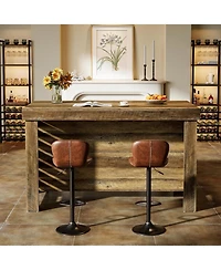 Tribesigns 55" Kitchen Island with Seating and Storage, 3-Tier Farmhouse Wood Stationary Island Table with Large Work Surface, Coffee Bar Table