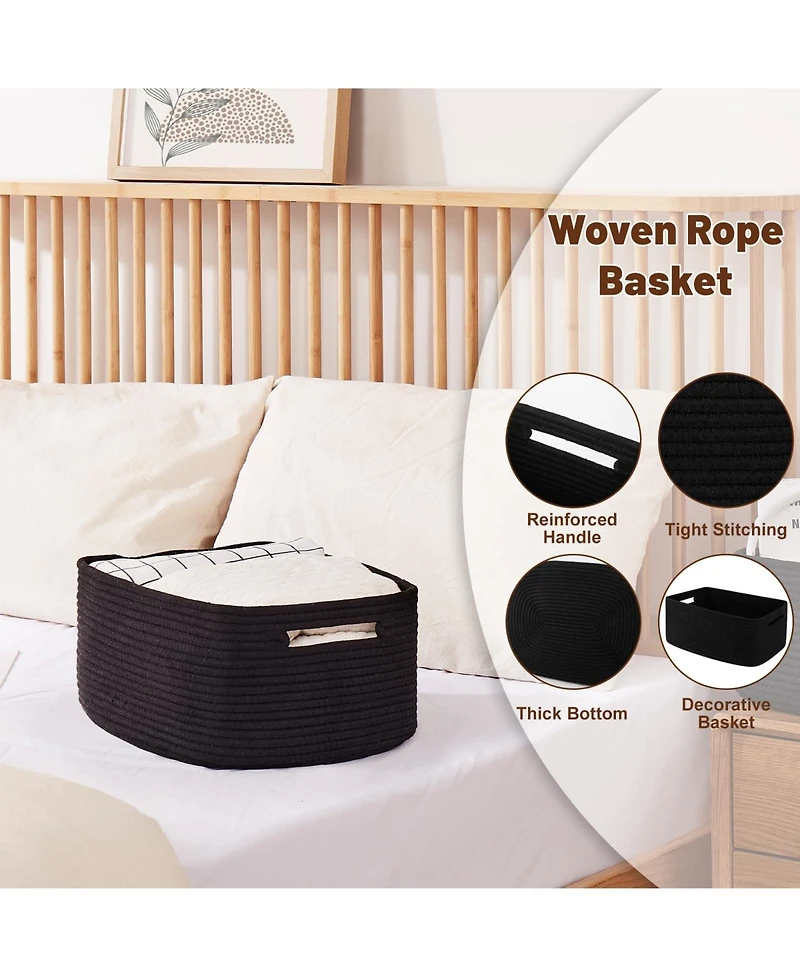 Gnuadz 2-pack Woven Rope Storage Basket Shelves Closet Cube Bins Gift
