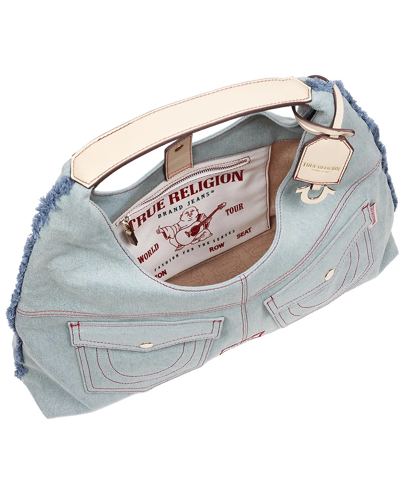 True Religion Arden Contrast Stitch Denim Hobo Bag