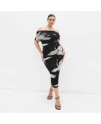 City Chic Women's Dana Mesh Blur Print Dress