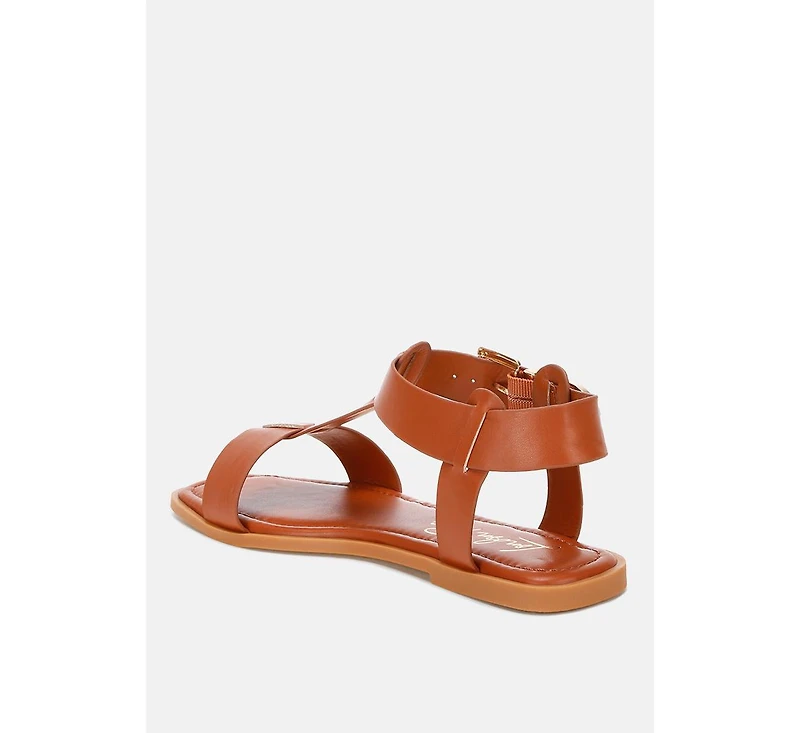 London Rag Women's Yumal Buckled Square Toe Flat Sandals