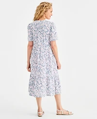 Style & Co Women's Printed Cotton Gauze Tiered Button-Front Midi Dress, Macy's Exclusive