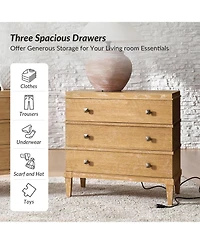 Hulala Home Taesan Transitional 28'' W 3-Drawer End Table with Charging Station