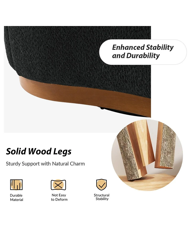 Hulala Home Berklie 31.5"W Modern Boucle Chenille Swivel Barrel Armchair with Ergonomic Backrest