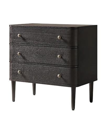Hulala Home Cridford Modern 3-Drawer End Table and Curved Body with Solid Wood Legs Built-in Outlet