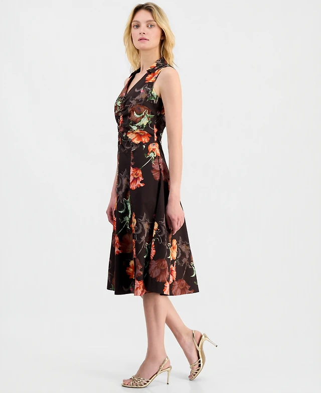 printed cocktail dress Arizona White Orchid Print Maxi - US 18 Size:US:6-8 44H this piece is flirty XXTAXN Womens Sexy Square