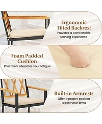 Gymax Patio Dining Chairs Set of Metal Outdoor Chairs w/ Removable Padded Cushions