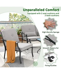 Gymax 2PCS Metal Chairs Outdoor Dining Seat Heavy Duty w/ Cushions Garden Patio