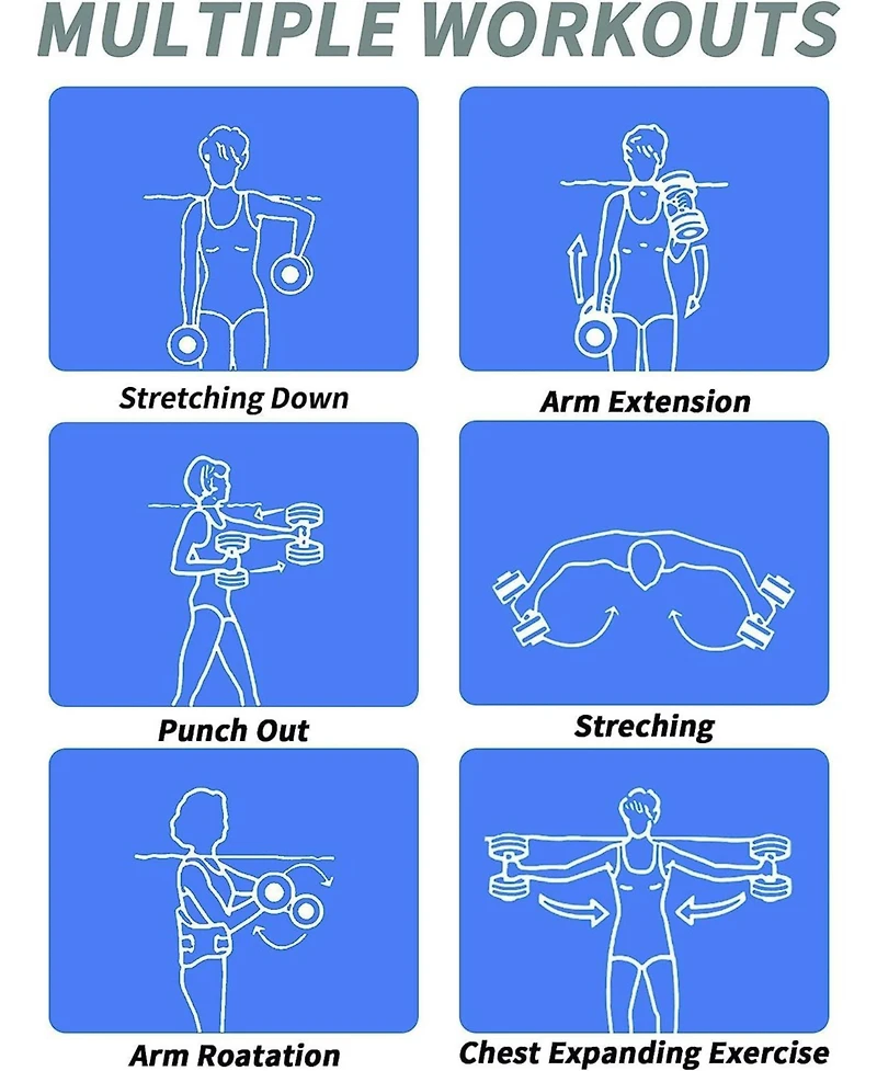 Hikeen Aquatic Exercise Dumbbells Water Dumbbell Pool Resistance Aquatic Fitness Barbells with 4 High-Density Eva Foam Pool Weights Dumbbells