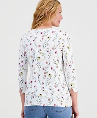 Style & Co Petite Cotton Delicate Bloom Top, Macy's Exclusive