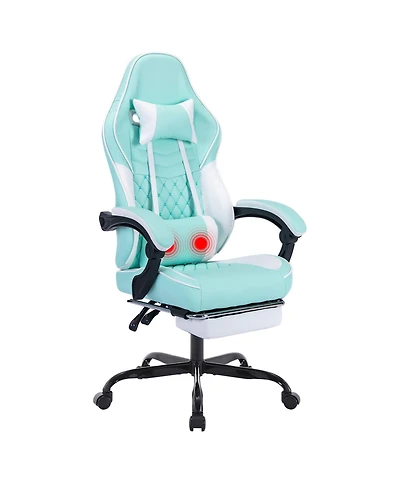 Flynama Massage Gaming Chair with Footrest,Racing Style Gamer Chair