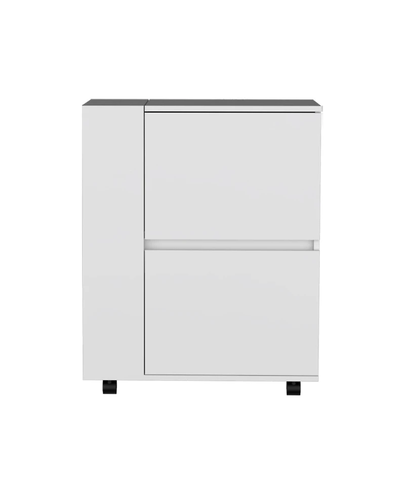 Flynama Bar Cart with 2 Pull-Down Door Cabinets and 2 Open Shelves, 32.2"H Rolling Cart