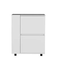 Flynama Bar Cart with 2 Pull-Down Door Cabinets and 2 Open Shelves, 32.2"H Rolling Cart