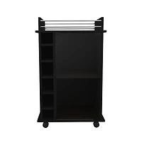 Flynama Glass Door Bar Cart with 2 Shelves, 6 Cubbies and Locking Casters