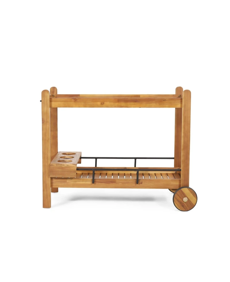 Flynama Bar Cart 31.50" H x 42.75" W x 22.00" D with 1 Shelf with Casters Natural Finish