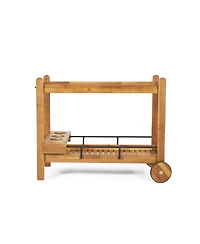 Flynama Bar Cart 31.50" H x 42.75" W x 22.00" D with 1 Shelf with Casters Natural Finish