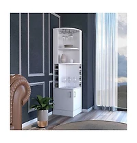 Flynama Bar Cabinet 17.0" H x 17.1" W with 2 Cabinets, 1 Shelf 8 Rack White Finish