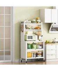 Flynama 65" Tall 5-Tier Kitchen Bakers Rack with Flip Door Cabinet, Microwave Stand and Coffee Bar Storage