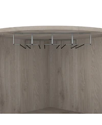 Flynama Corner Bar Cabinet with 8 Bottle Cubbies, Double Door and 2 Open Shelves