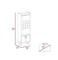 Flynama Dark Walnut Bar Cabinet with 12 Built-in ack, Double Door and 9-Glass Stemware Rack