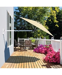 Gouun 8 ft Wall-Mounted Telescopic Folding Patio Umbrella with Adjustable Pole