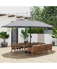 Gouun 15 ft Double-Sided Twin Patio Umbrella with Hand Crank and Weighted Base